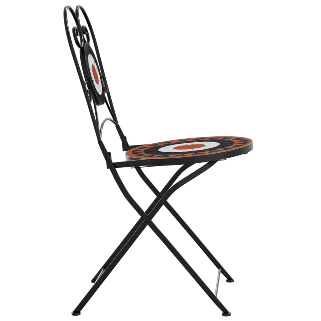vidaXL Bistro Chairs Foldable 2 pcs Terracotta and White Ceramic