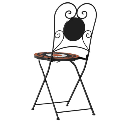 vidaXL Bistro Chairs Foldable 2 pcs Terracotta and White Ceramic