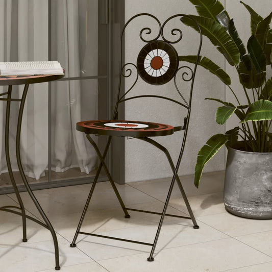 vidaXL Folding Chairs 2 pcs Terracotta and White Ceramic