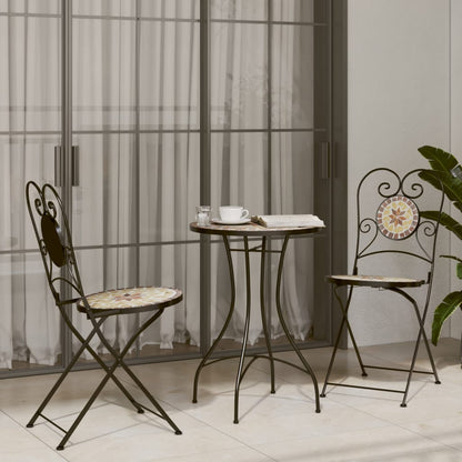 vidaXL Bistro Chairs Foldable 2 pcs Terracotta and White Ceramic