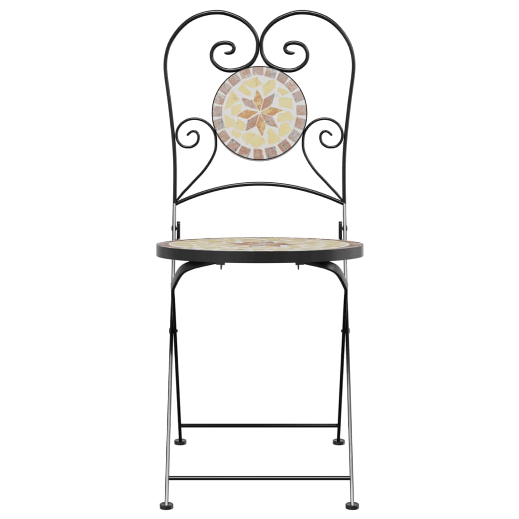 vidaXL Bistro Chairs Foldable 2 pcs Terracotta and White Ceramic