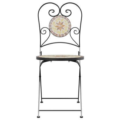 vidaXL Bistro Chairs Foldable 2 pcs Terracotta and White Ceramic