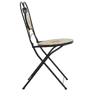 vidaXL Bistro Chairs Foldable 2 pcs Terracotta and White Ceramic