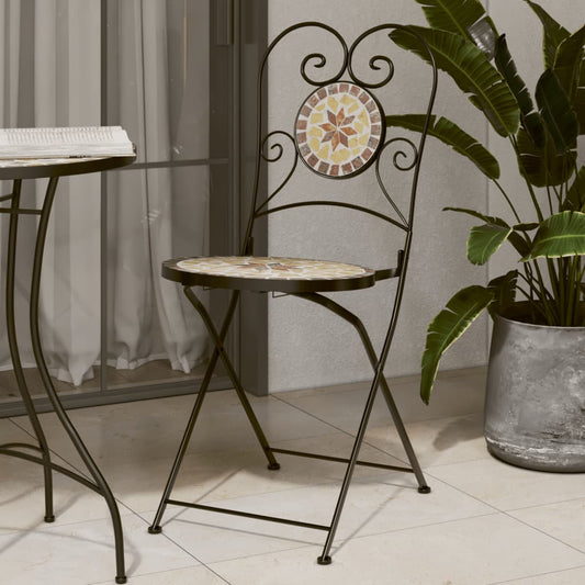 vidaXL Folding Chairs 2 pcs Terracotta and White Ceramic