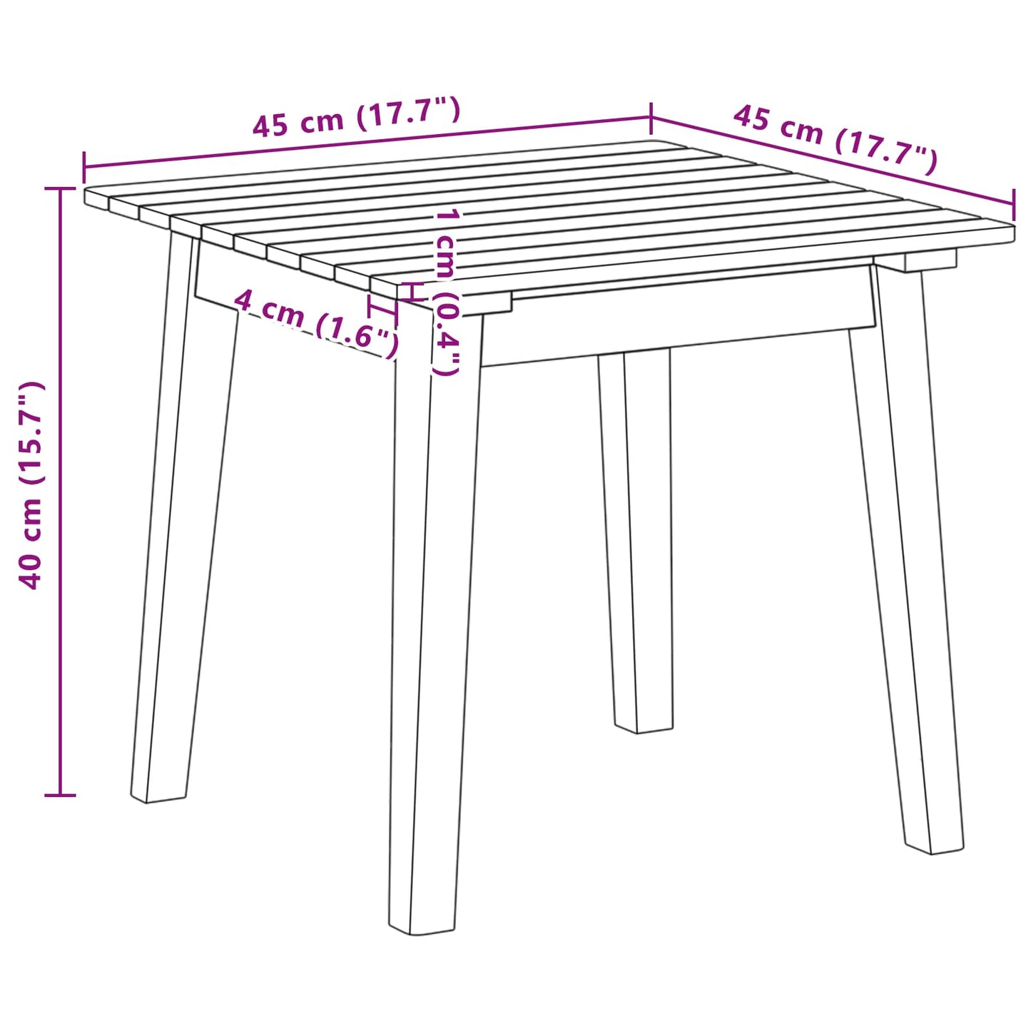 vidaXL Side Table Brown 45 x 45 x 40 cm Solid Acacia Wood