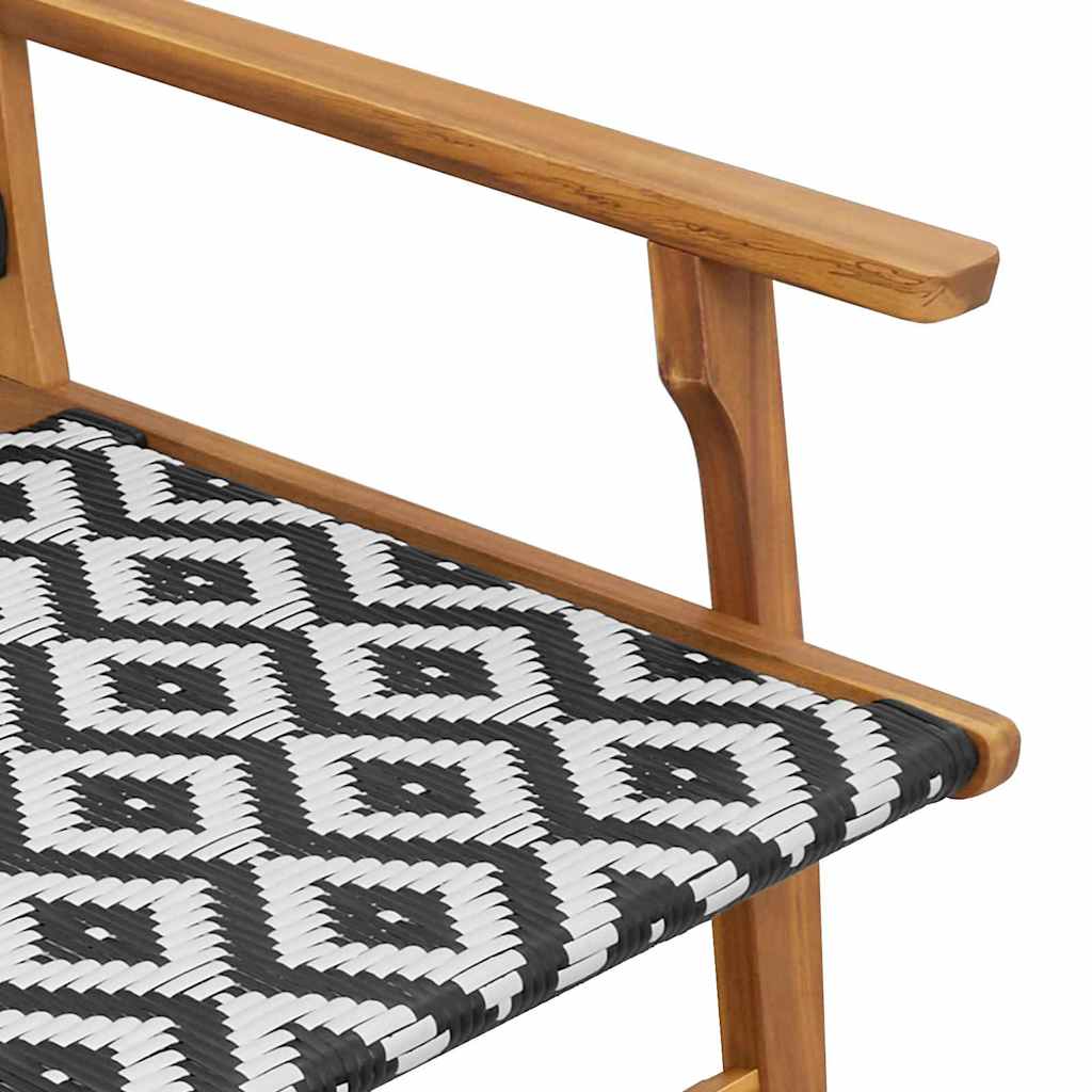 vidaXL Garden Relax Chair 2 pcs Black and White Solid Acacia Wood