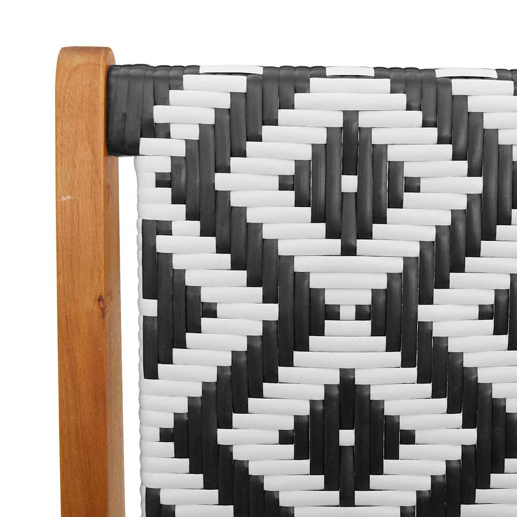 vidaXL Garden Relax Chair 2 pcs Black and White Solid Acacia Wood