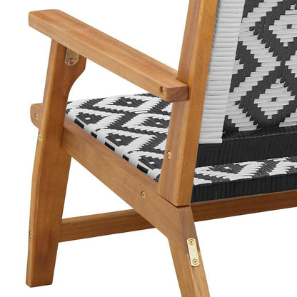 vidaXL Garden Relax Chair 2 pcs Black and White Solid Acacia Wood