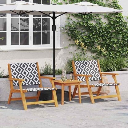 vidaXL Garden Relax Chair 2 pcs Black and White Solid Acacia Wood