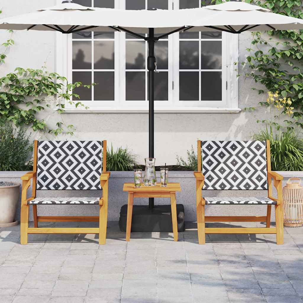vidaXL Garden Relax Chair 2 pcs Black and White Solid Acacia Wood