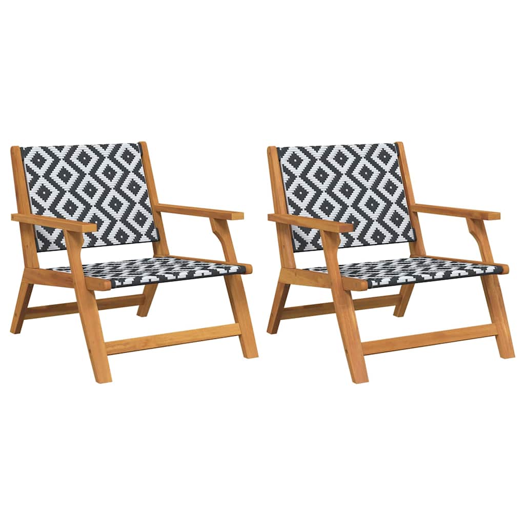 vidaXL Garden Relax Chair 2 pcs Black and White Solid Acacia Wood
