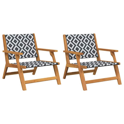 vidaXL Garden Relax Chair 2 pcs Black and White Solid Acacia Wood