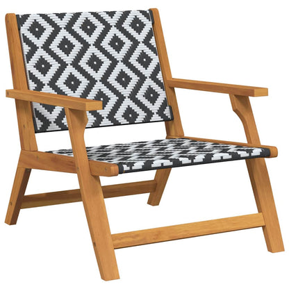 vidaXL Garden Relax Chair 2 pcs Black and White Solid Acacia Wood