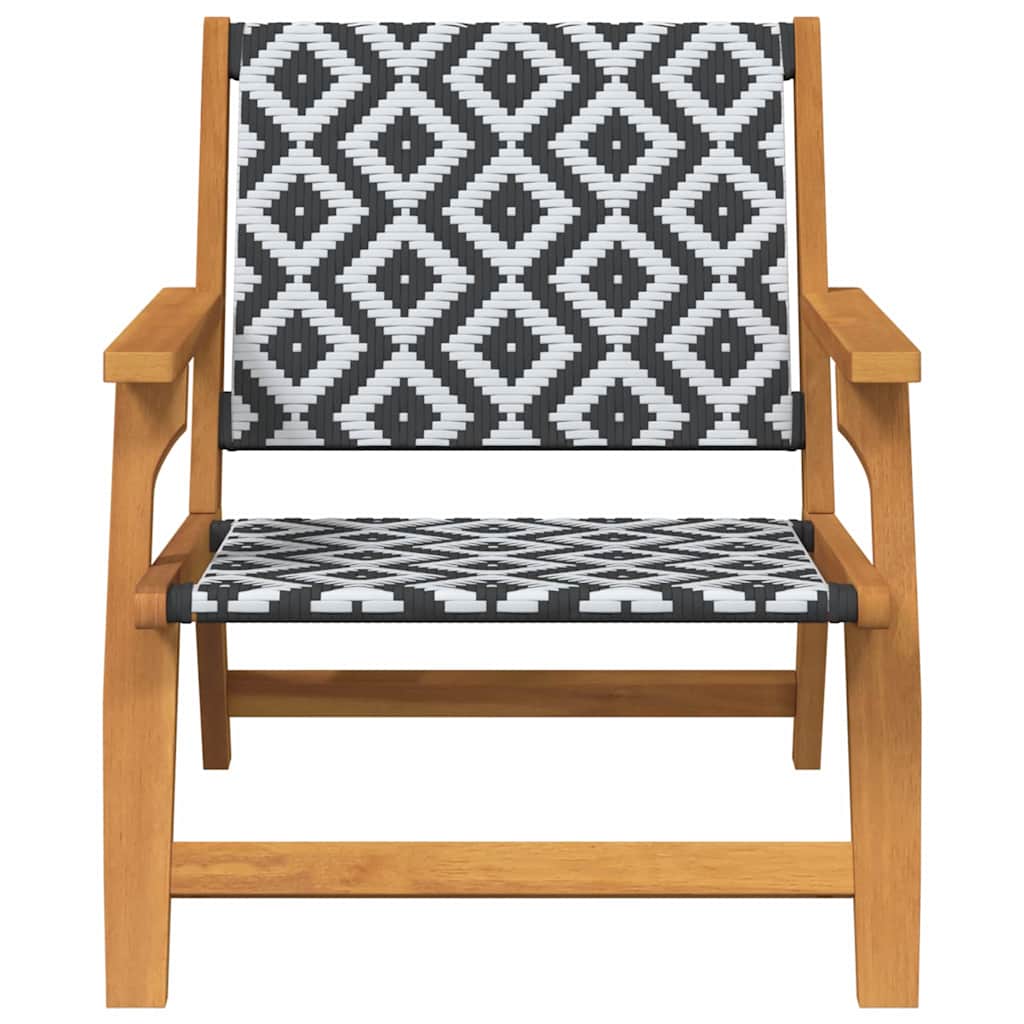 vidaXL Garden Relax Chair 2 pcs Black and White Solid Acacia Wood