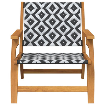 vidaXL Garden Relax Chair 2 pcs Black and White Solid Acacia Wood