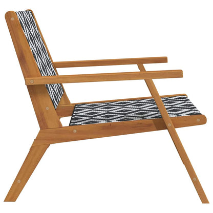vidaXL Garden Relax Chair 2 pcs Black and White Solid Acacia Wood