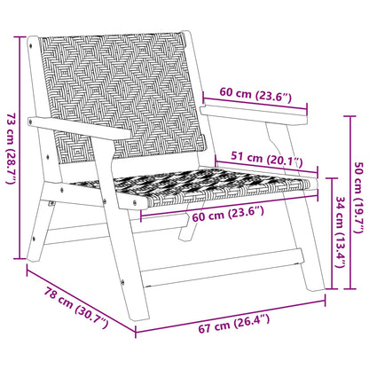 vidaXL Garden Relax Chair 2 pcs Black and White Solid Acacia Wood