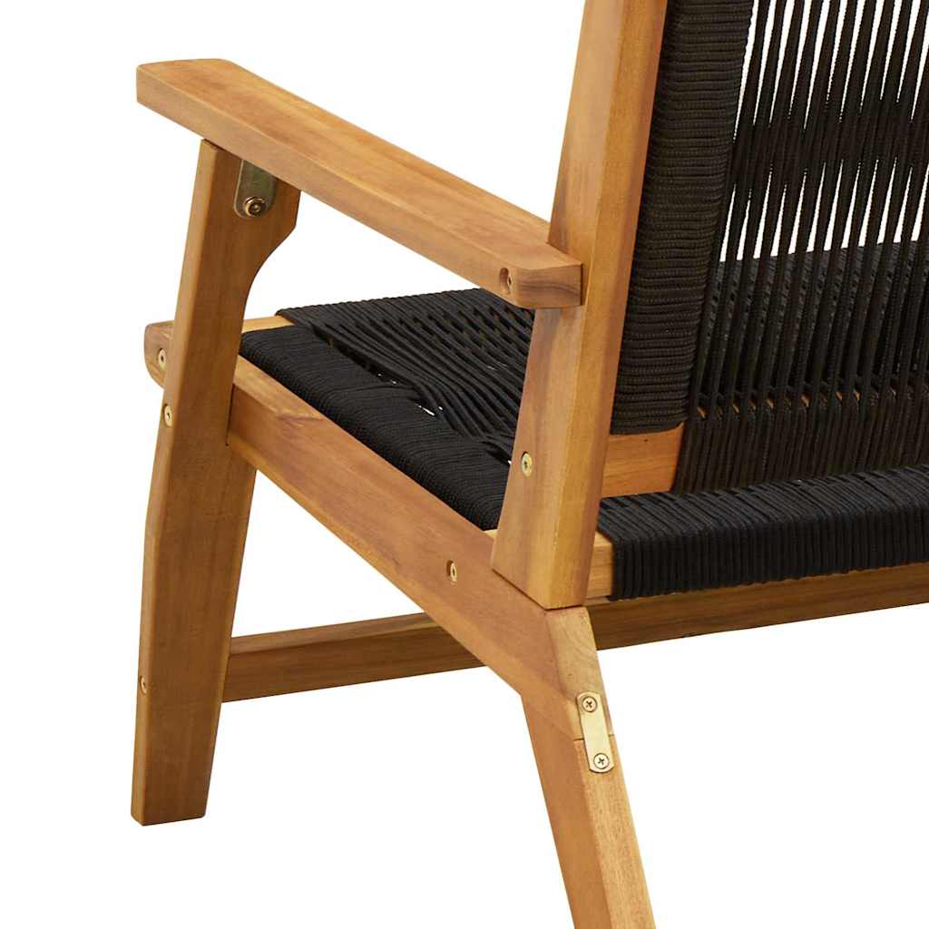 vidaXL Garden Relax Chair 2 pcs Black Solid Acacia Wood