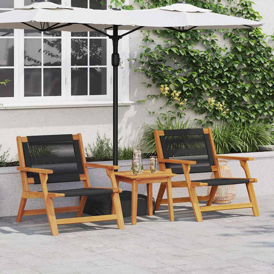 vidaXL Garden Relax Chair 2 pcs Black Solid Acacia Wood