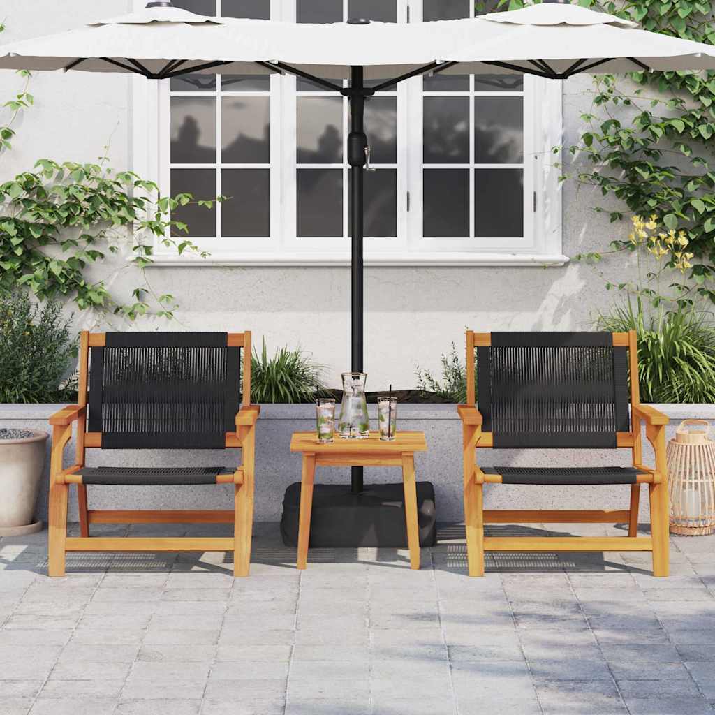vidaXL Garden Relax Chair 2 pcs Black Solid Acacia Wood
