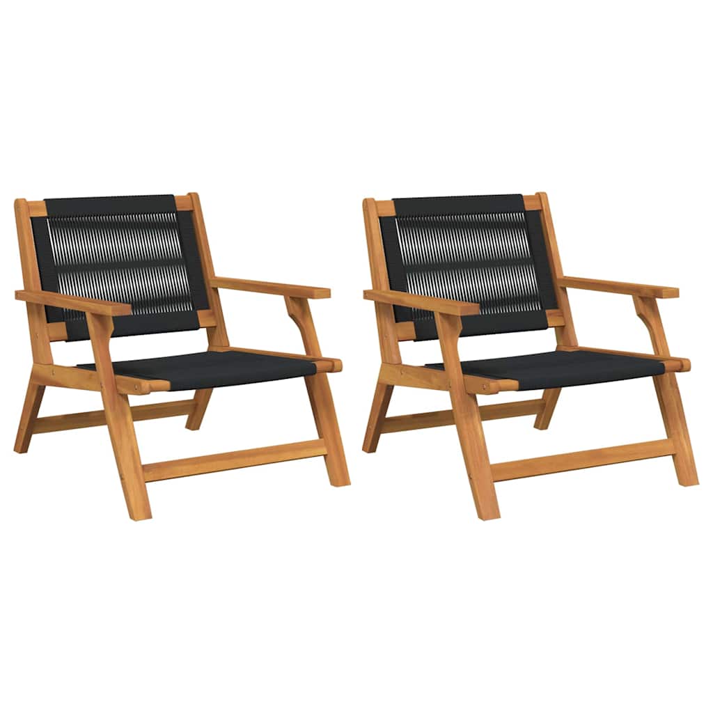 vidaXL Garden Relax Chair 2 pcs Black Solid Acacia Wood