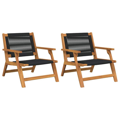 vidaXL Garden Relax Chair 2 pcs Black Solid Acacia Wood
