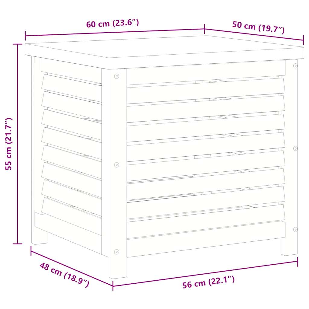 vidaXL Garden Storage Box 60x50x55 cm Solid Wood Eucalyptus