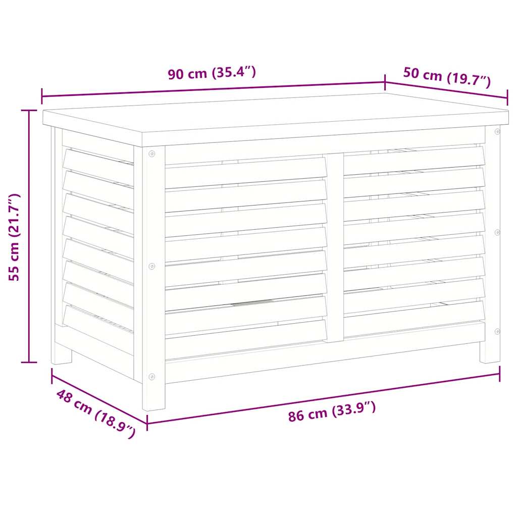 vidaXL Garden Storage Box 90x48x55 cm Solid Wood Eucalyptus