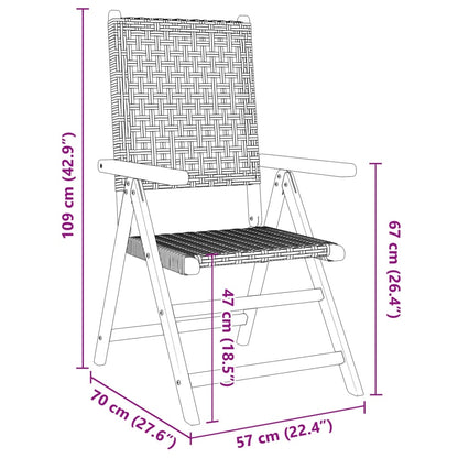 vidaXL Garden Chairs 2 pcs Grey Solid Wood Acacia and Poly Rattan
