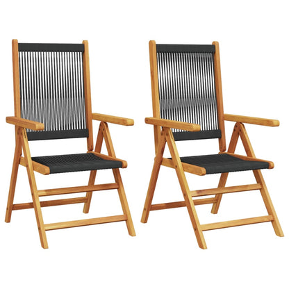 vidaXL Garden Chairs 2 pcs Black Solid Wood Acacia and Polypropylene