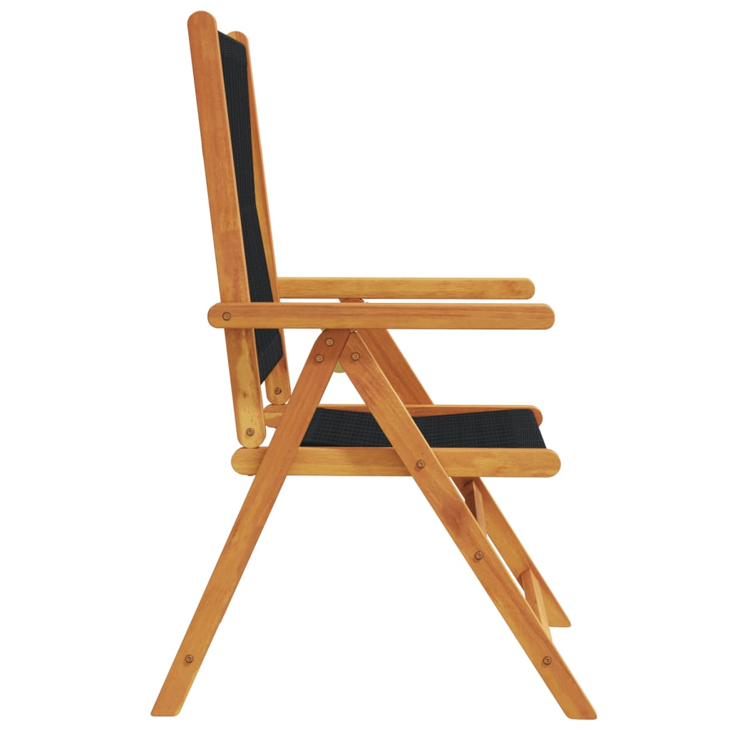 vidaXL Garden Chairs 2 pcs Black Solid Wood Acacia and Polypropylene