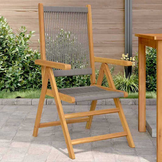 vidaXL Folding Chairs 2 pcs Grey Solid Wood Acacia and Polypropylene
