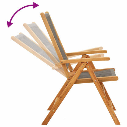 vidaXL Folding Chairs 2 pcs Grey Solid Wood Acacia and Polypropylene
