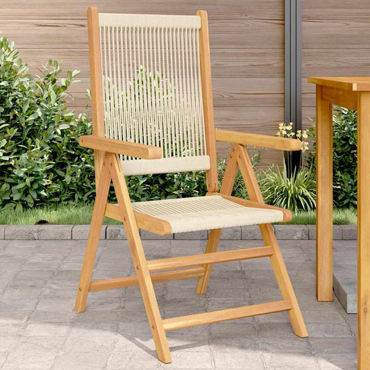 vidaXL Folding Chairs 2 pcs Beige Solid Wood Acacia and Polypropylene
