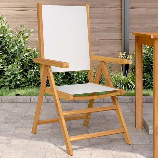 vidaXL Folding Chairs 2 pcs Cream White Solid Wood Acacia and Fabric