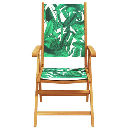 vidaXL Garden Chairs 2 pcs Leaf Pattern Solid Wood Acacia and Fabric