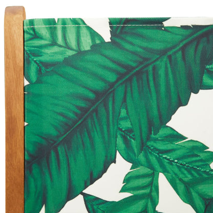 vidaXL Garden Chairs 2 pcs Leaf Pattern Solid Wood Acacia and Fabric