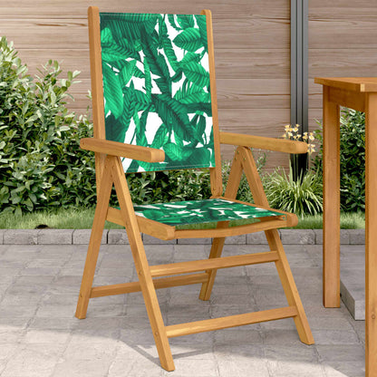 vidaXL Garden Chairs 2 pcs Leaf Pattern Solid Wood Acacia and Fabric