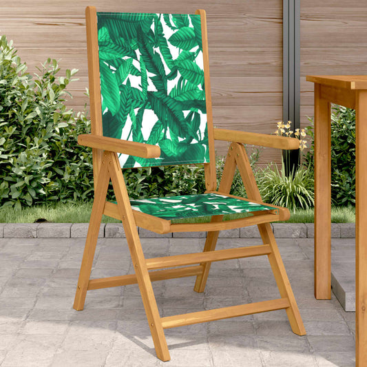 vidaXL Garden Chairs 2 pcs Leaf Pattern Solid Wood Acacia and Fabric