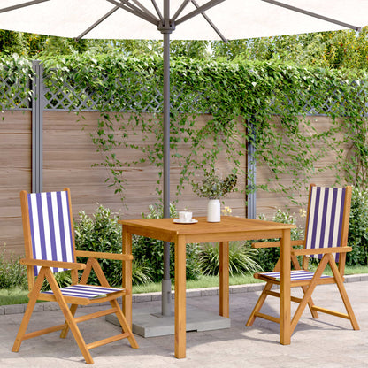 vidaXL Garden Chairs 2 pcs Blue and White Solid Wood Acacia and Fabric