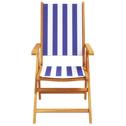 vidaXL Garden Chairs 2 pcs Blue and White Solid Wood Acacia and Fabric
