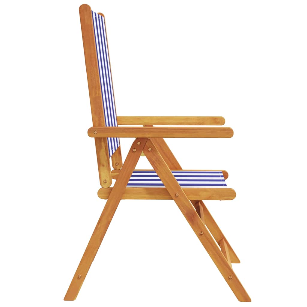 vidaXL Folding Chairs 2 pcs Blue&White Solid Wood Acacia&Fabric