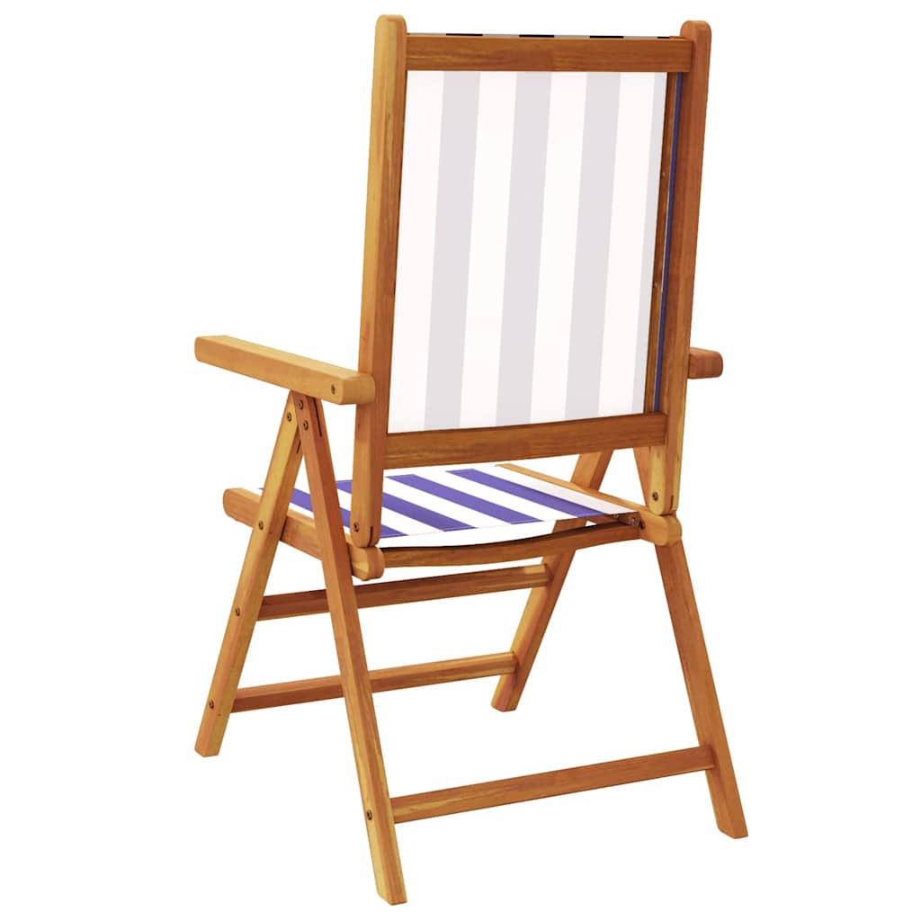 vidaXL Folding Chairs 2 pcs Blue&White Solid Wood Acacia&Fabric