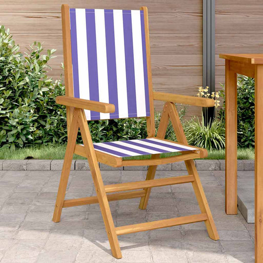 vidaXL Folding Chairs 2 pcs Blue&White Solid Wood Acacia&Fabric