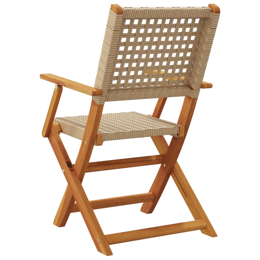 vidaXL Garden Chairs 2 pcs Beige Solid Wood Acacia and Poly Rattan