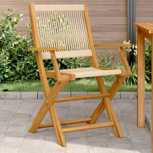 vidaXL Folding Chairs 2 pcs Beige Solid Wood Acacia and Polypropylene