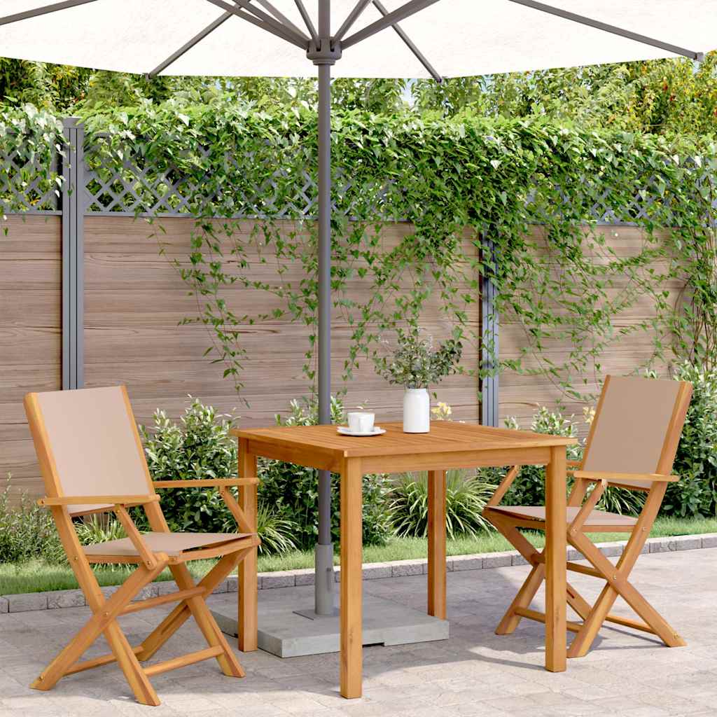 vidaXL Garden Chairs 2 pcs Taupe Solid Wood Acacia and Fabric