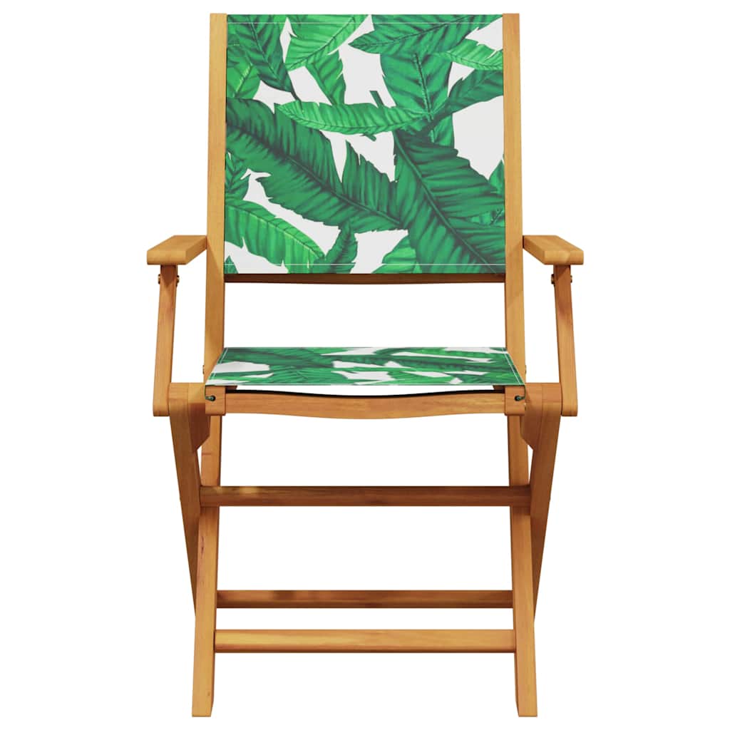 vidaXL Garden Chairs 2 pcs Leaf Pattern Solid Wood Acacia and Fabric