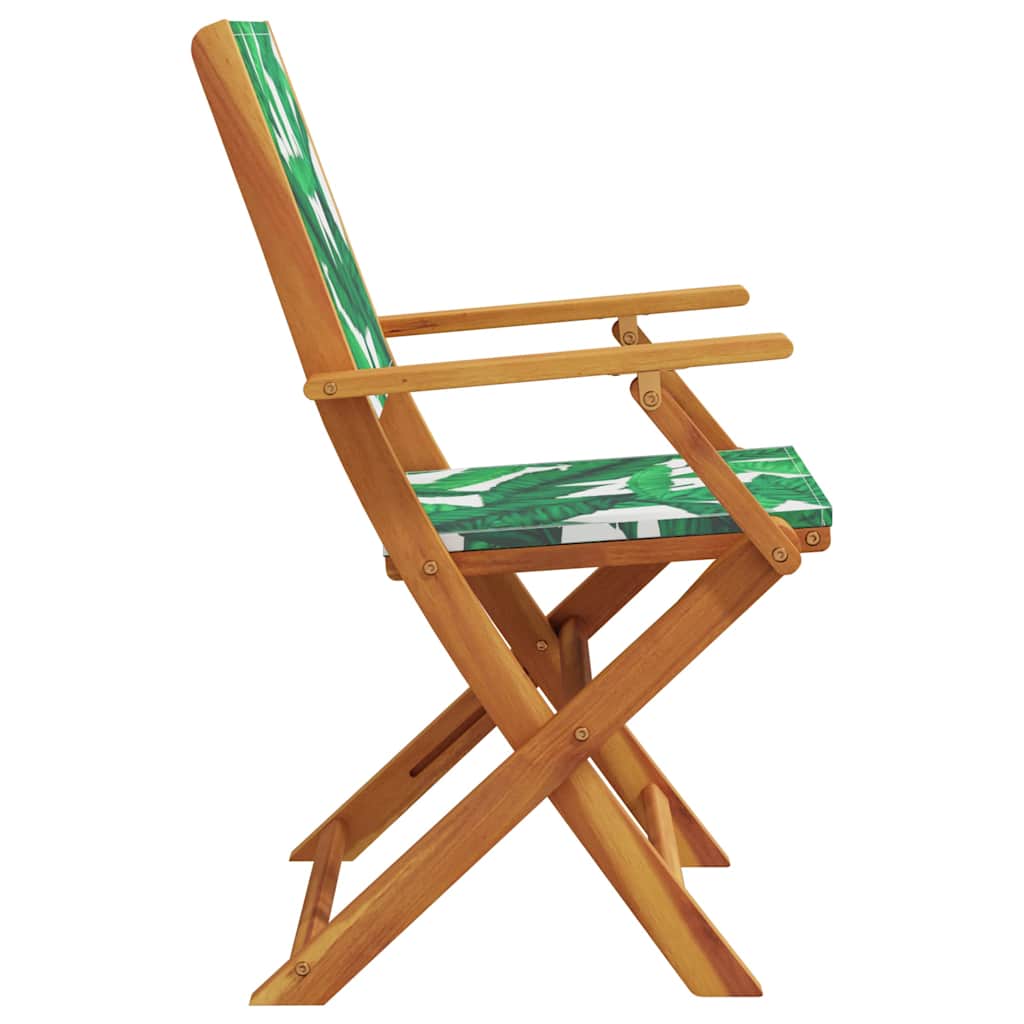 vidaXL Garden Chairs 2 pcs Leaf Pattern Solid Wood Acacia and Fabric