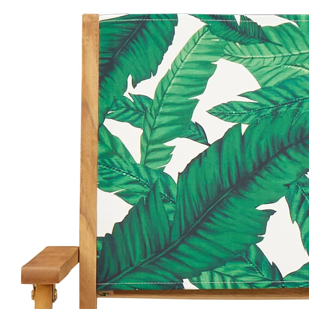 vidaXL Garden Chairs 2 pcs Leaf Pattern Solid Wood Acacia and Fabric